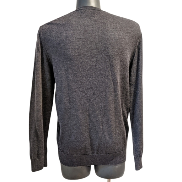 SIMONS merino wool argyle grey sweater large **Defect ** - Picture 4 of 6